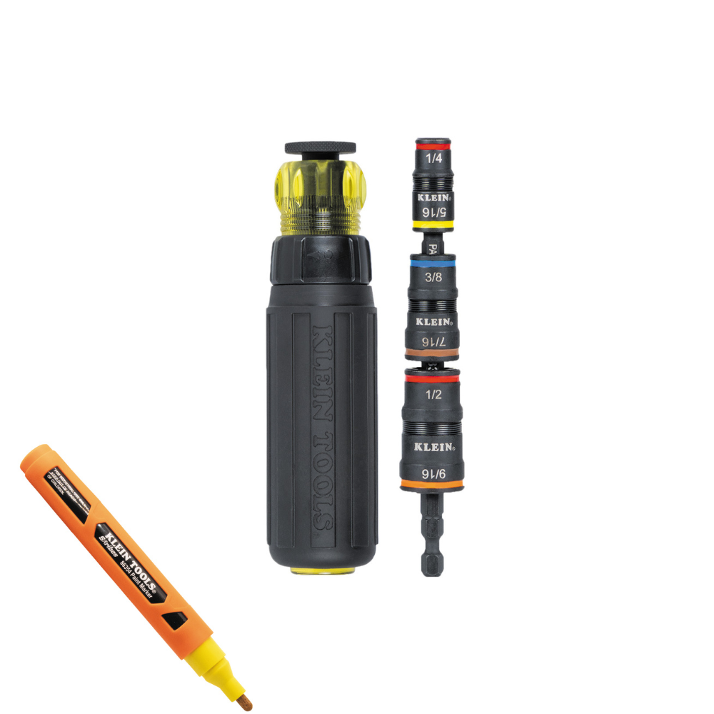 Klein Tools 7-in-1 Impact Rated Flip Socket Set with Ratcheting Handle with Free Paint Marker from GME Supply